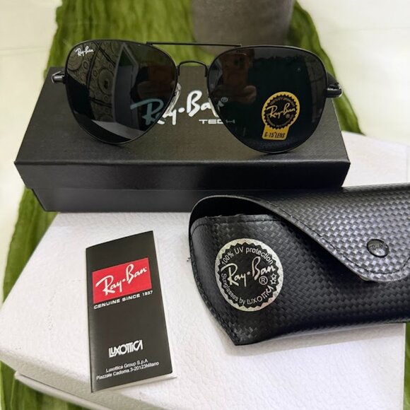 Ray-Ban RB3517 Black Aviator Sunglasses G-15 Lenses Italy Full Set Unisex main image 6